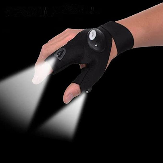 Dual LED Handschuh Taschenlampe Arbeitshandschuhe für Reparaturen / Angeln / Sport (inkl. 2x CR2016 Batterien) - Rechte Hand