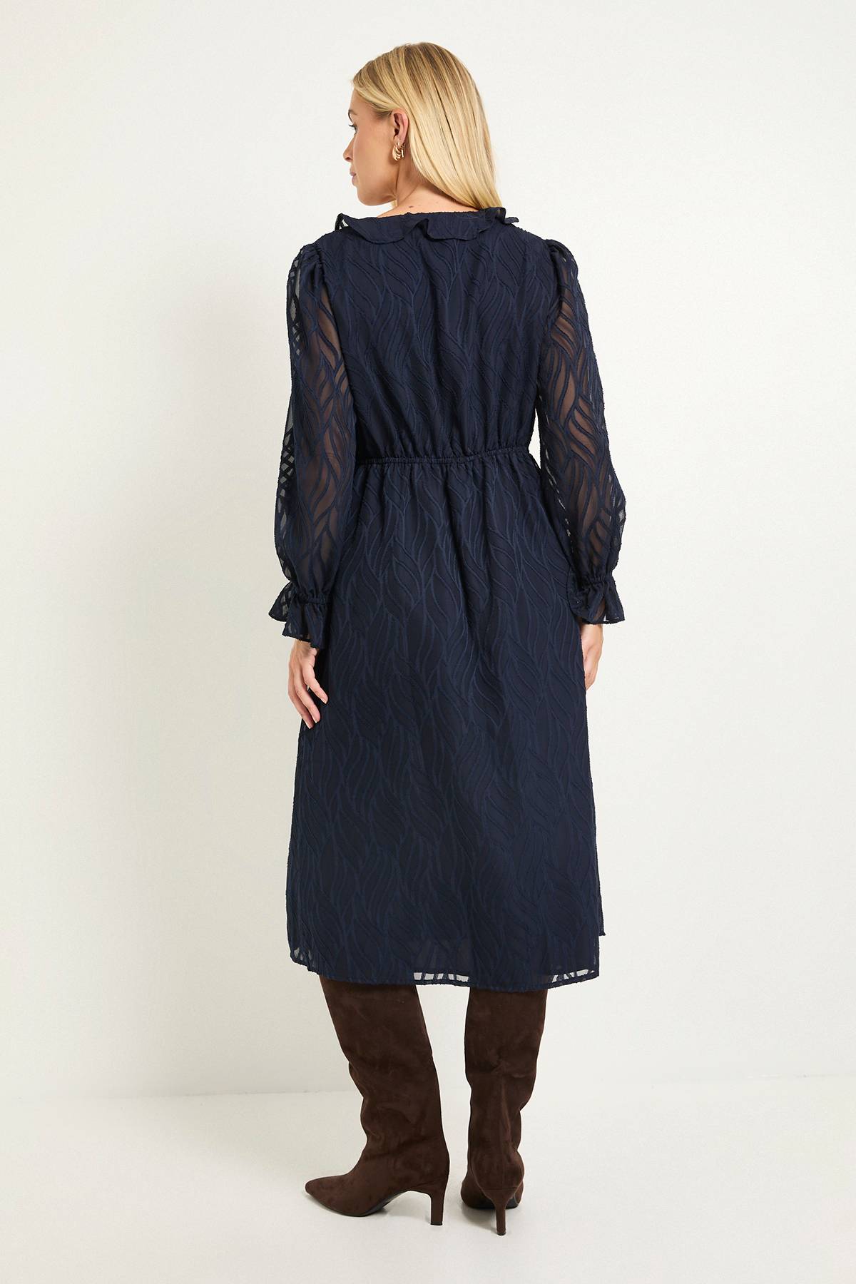 Wallis Robe Midi À Volants En Dévoré Petite Taille