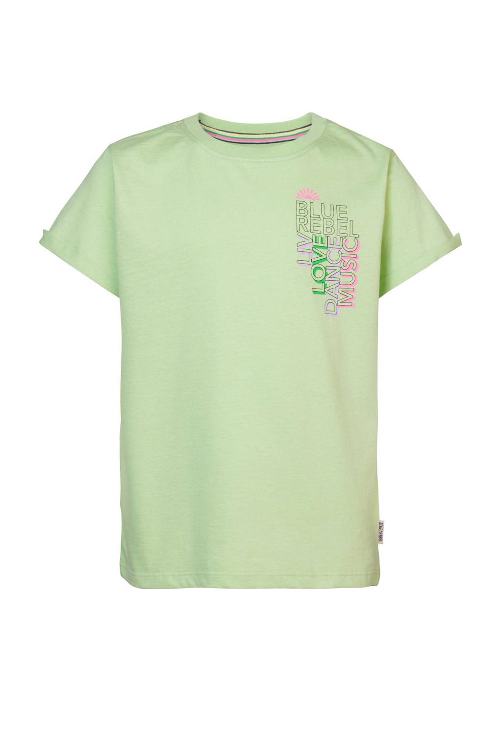 Blue Rebel T-shirt Ime met tekst groen