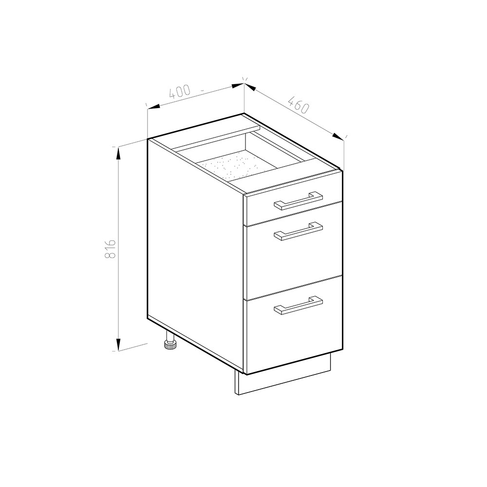 Vicco Schubladenunterschrank Küchenschrank Küchenzeile R-Line 40 cm Weiß Sonoma Schublade Arbeitsplatte