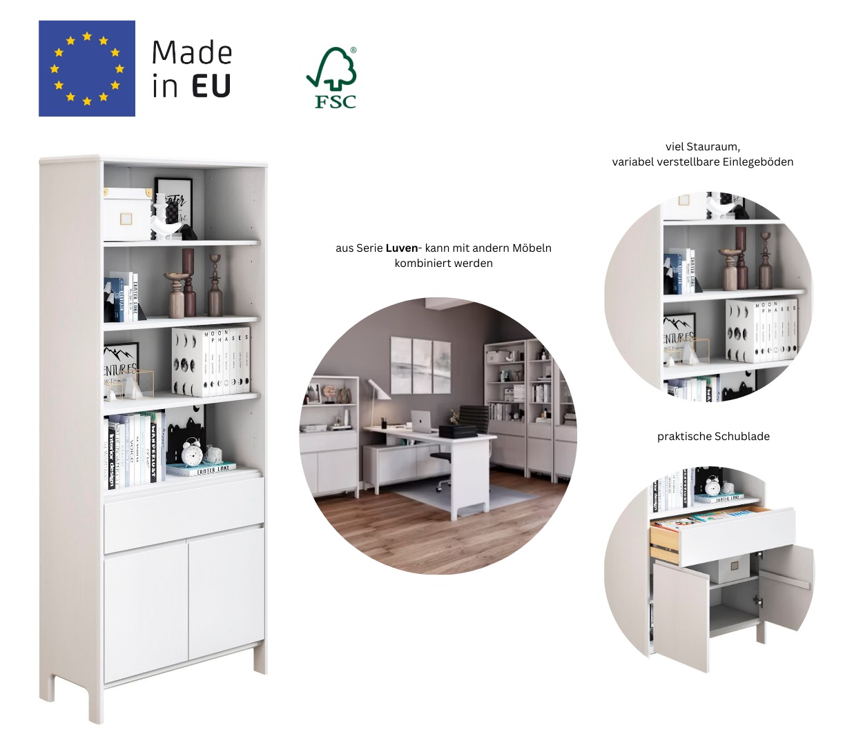 Home affaire Regal »Luven« Breite 82 cm, Massivholz
