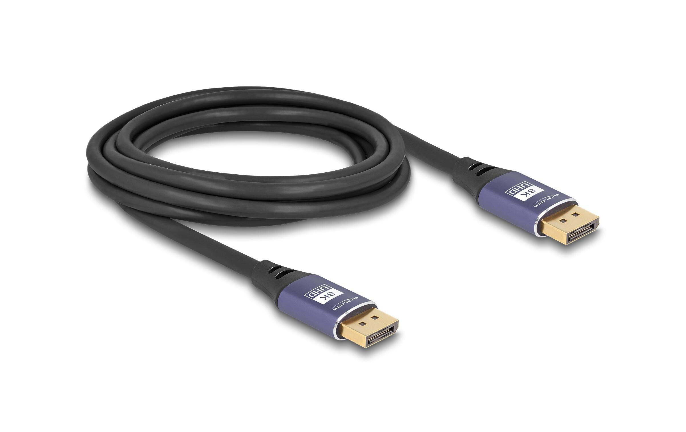 Kabel 8K 60 Hz DisplayPort - DisplayPort, 3 m, FliederDelock DisplayPort Kabel 8K 60 Hz 3 m flieder Metall