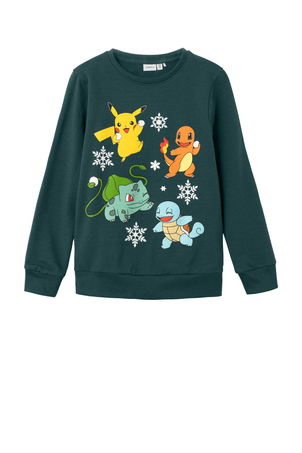 NAME IT Pokemon sweater NKMOLEF POKEMON met printopdruk donkergroen