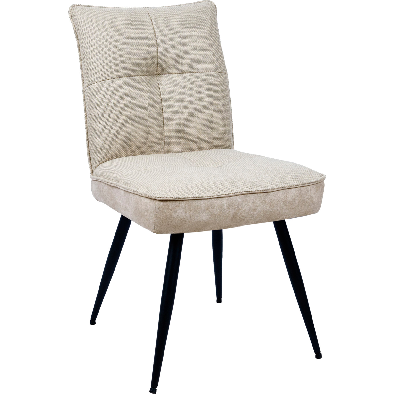 Polsterstuhl Lukas Kunstlederoptik/Stoff beige, 4-Fuss Gestell Metall schwarz