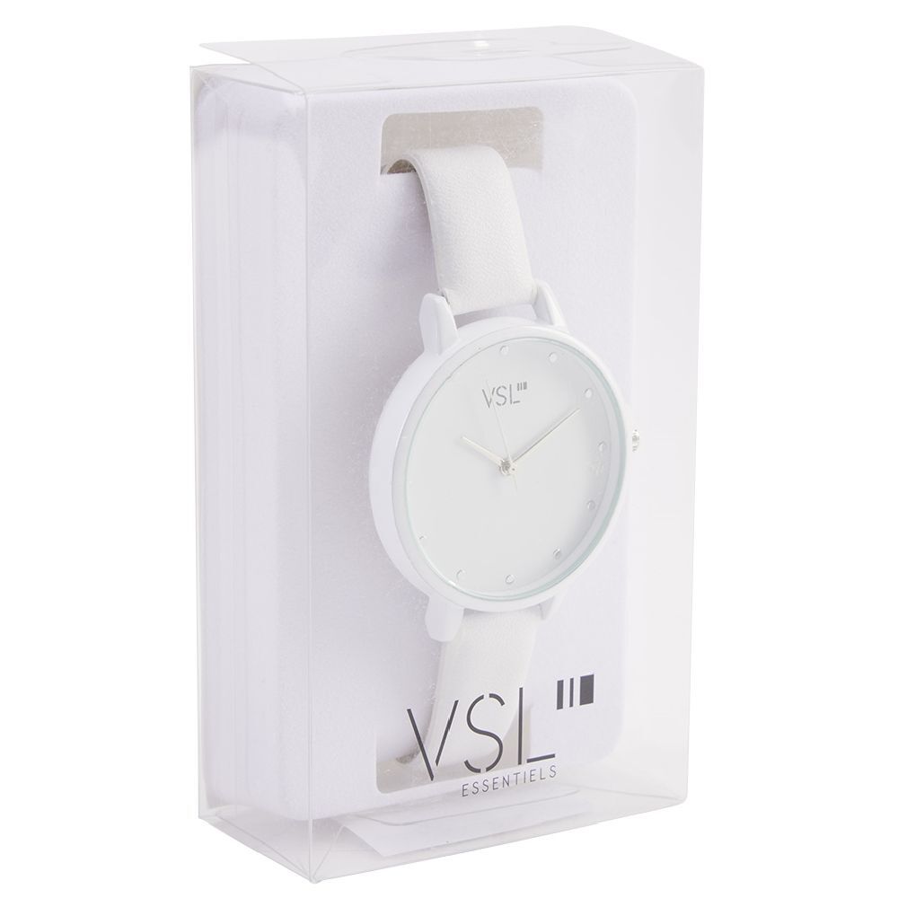 Montre à cadran rond bracelet blanc