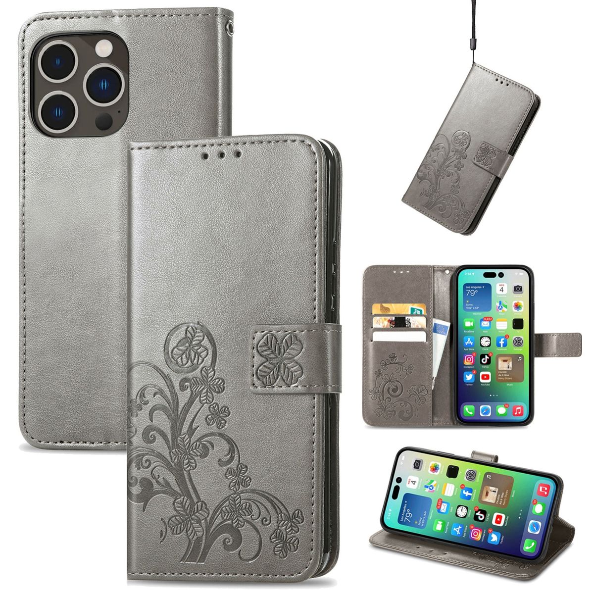 Hülle Handy Schutz für Apple iPhone 15 Pro Case Cover Klapp Tasche Wallet Etuis