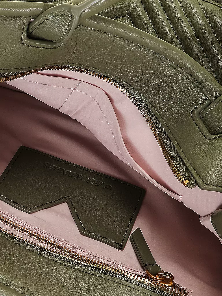 LES VISIONNAIRES Ledertasche - Tot Bag LENA QUILTING dunkelgrün