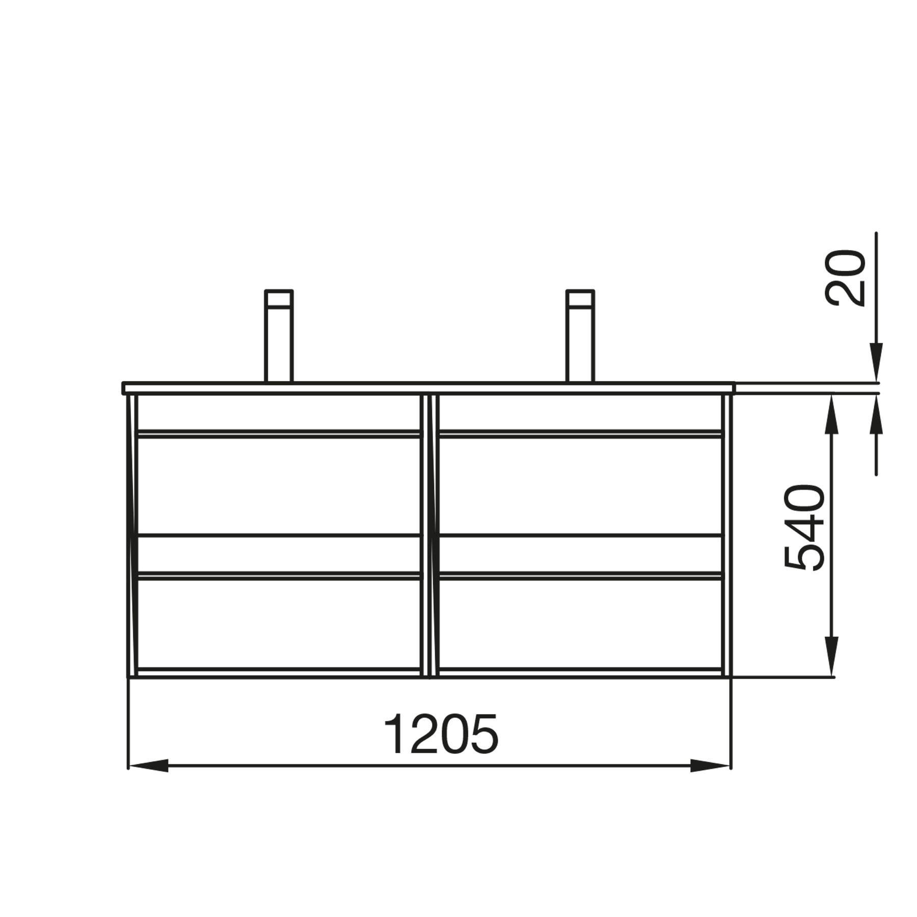 Muebles Resh badkamermeubel eiken 120cm met zwarte wastafel zonder kraangaten