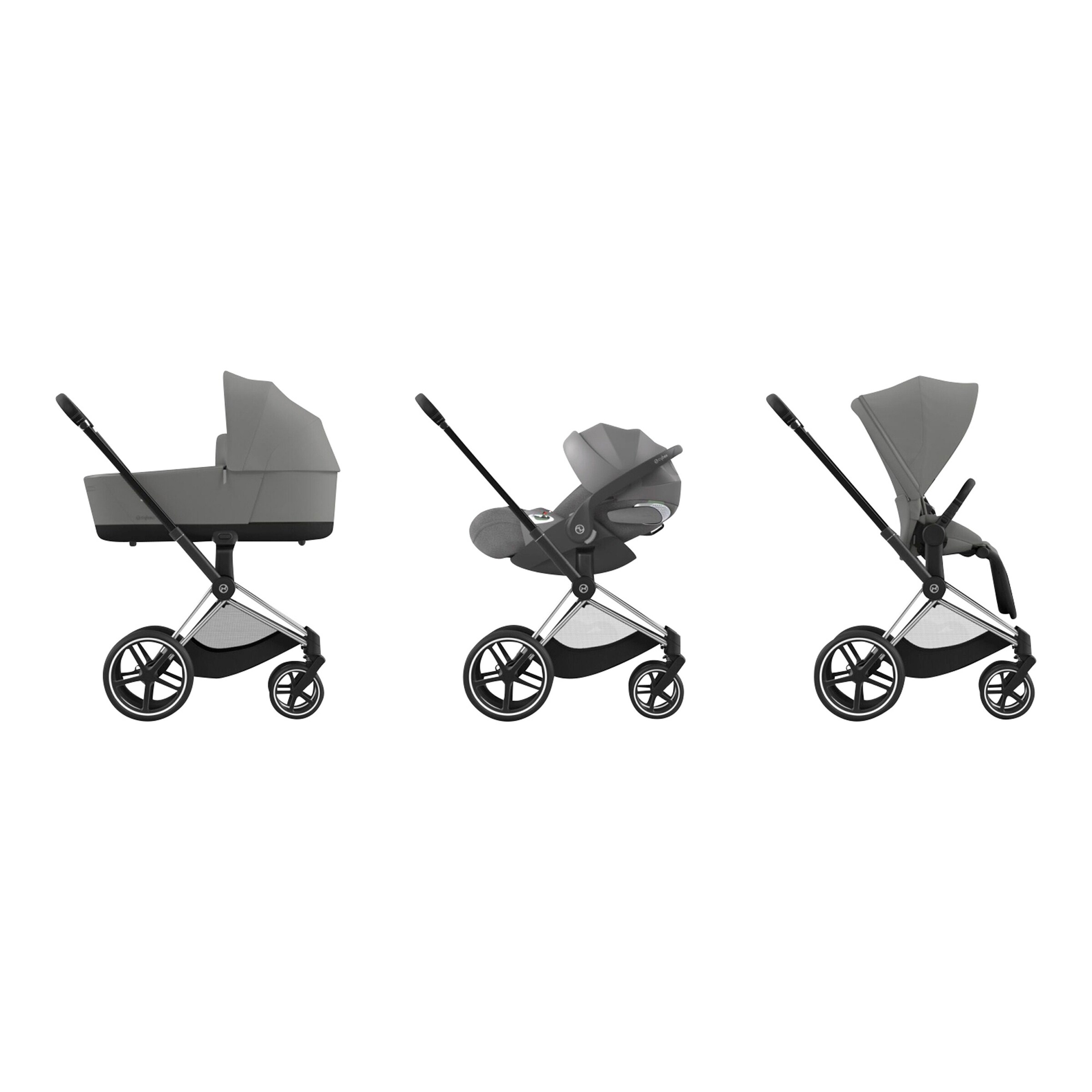 Cybex - PLATINUM Kombikinderwagen PRIAM Comfort Bundle chrome black / mirage grey