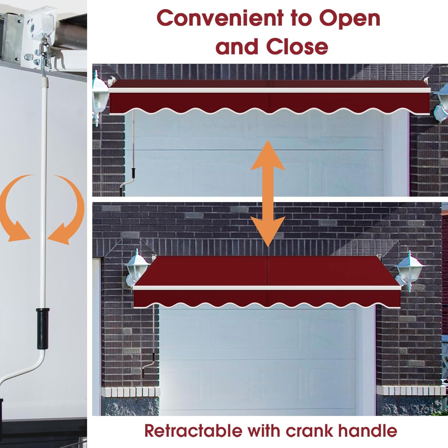 COSTWAY Gelenkarmmarkise Markise, 300 x 250cm Terrassenmarkise mit Alu-Rahmen & Handkurbel, Sonnenmarkise 40-100° Winkel einstellbar, Sonnenschutz & Wasserdicht Balkonmarkise für Balkon, Terrasse