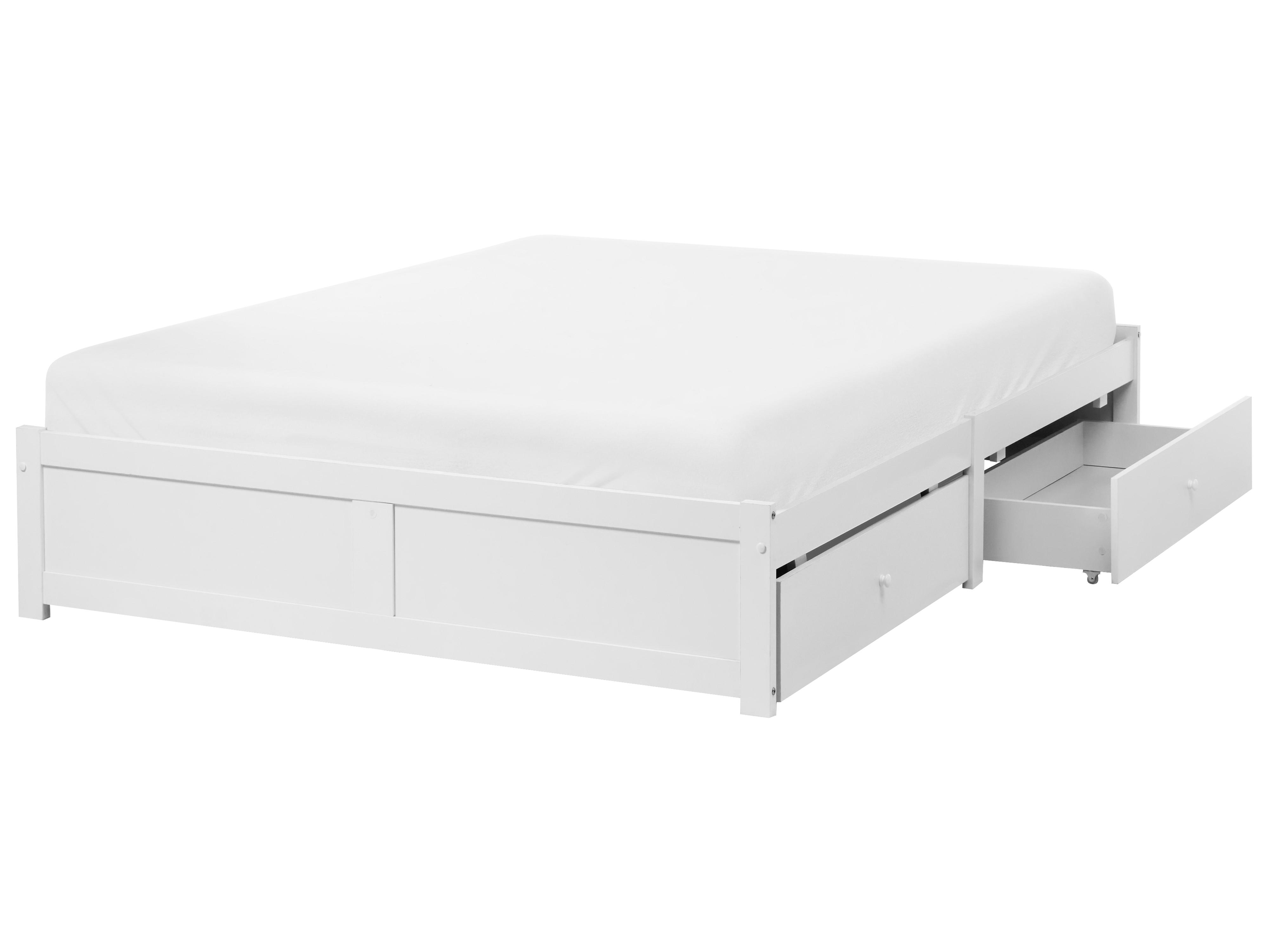 Bed met opbergruimte zonder hoofdbord BRUX 180 x 200 cm Wit