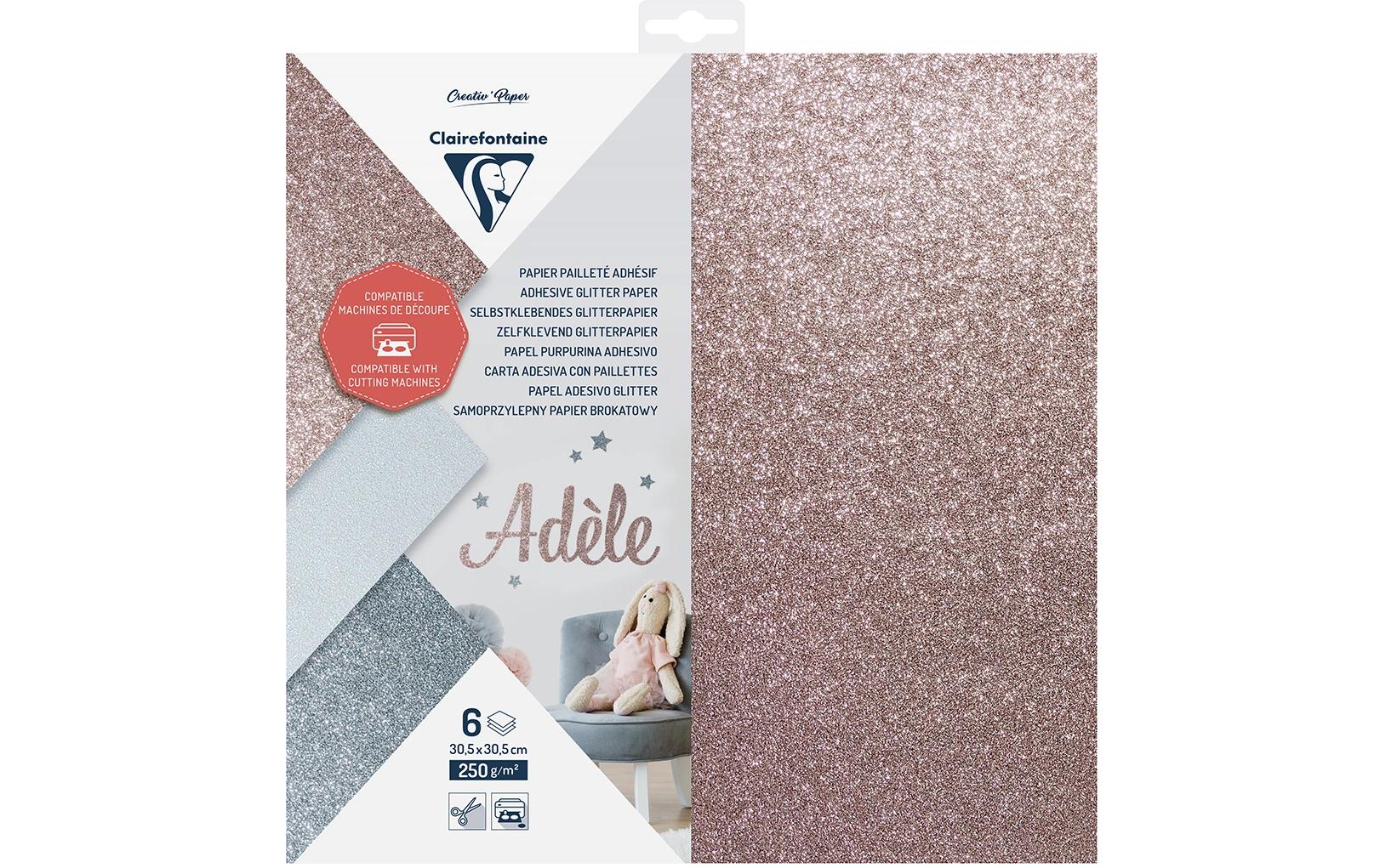 Glitzerpapier 6 Blatt, zum PlottenPapier Block Glitter klebend