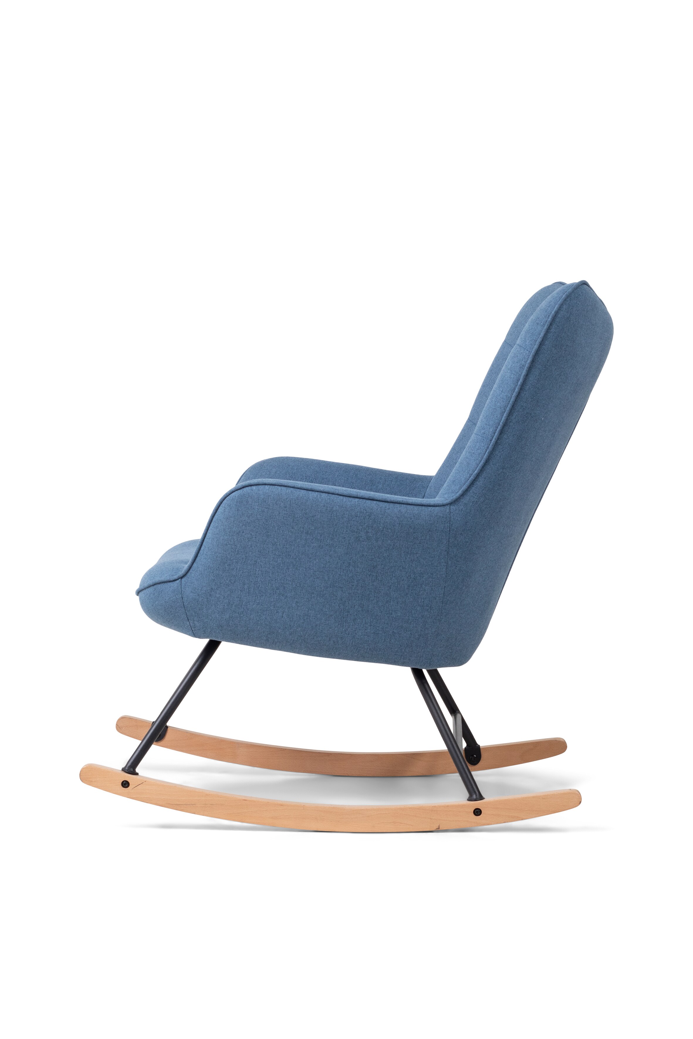 byLIVING Schaukelstuhl RICHIE, Webstoffbezug blau, Gestell Metall schwarz