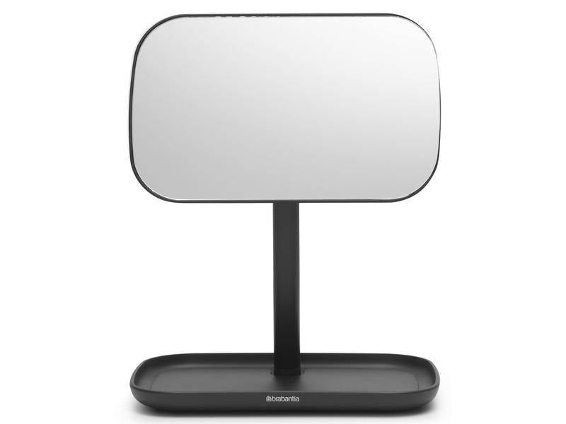Brabantia Kosmetikspiegel ReNew mit Ablageschale, Schwarz Flexibel verstellbarer Make-Up Spiegel