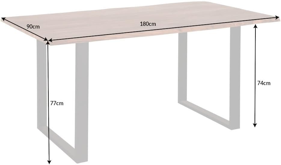 riess-ambiente.de Massivholz Esstisch Mammut 180cm Wild-Akazie Industrial Design 2,6cm Tischplatte