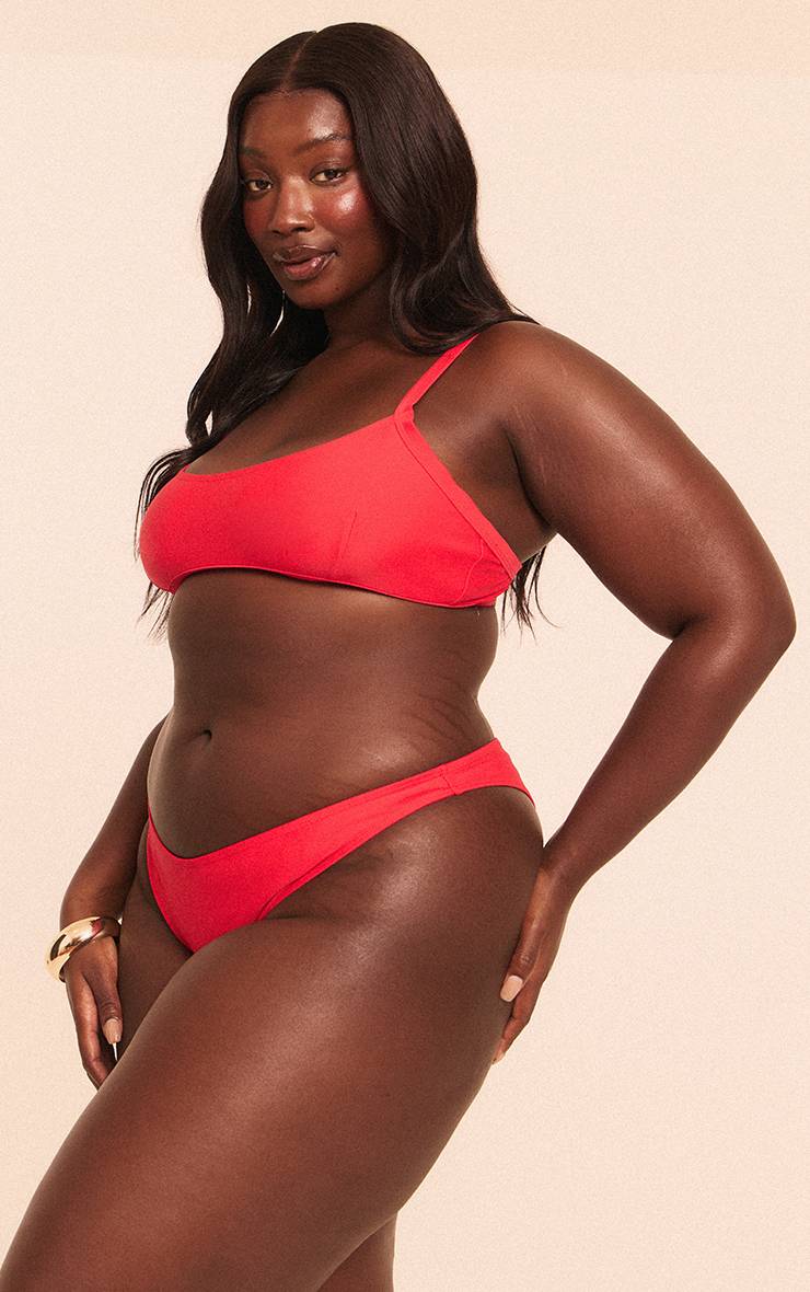 Rouge Bas De Bikini Tanga Boomerang Grande Taille