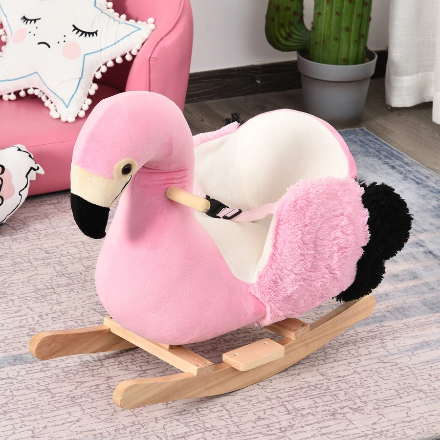HOMCOM Kinder Schaukeltier als Flamingo rosa