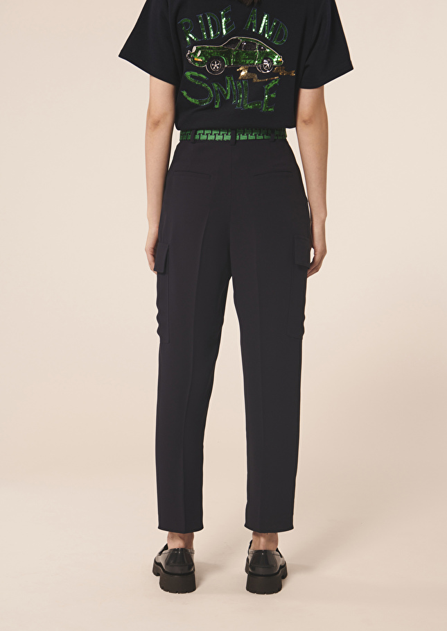 Pantalon Philippebleu nuit en crêpe