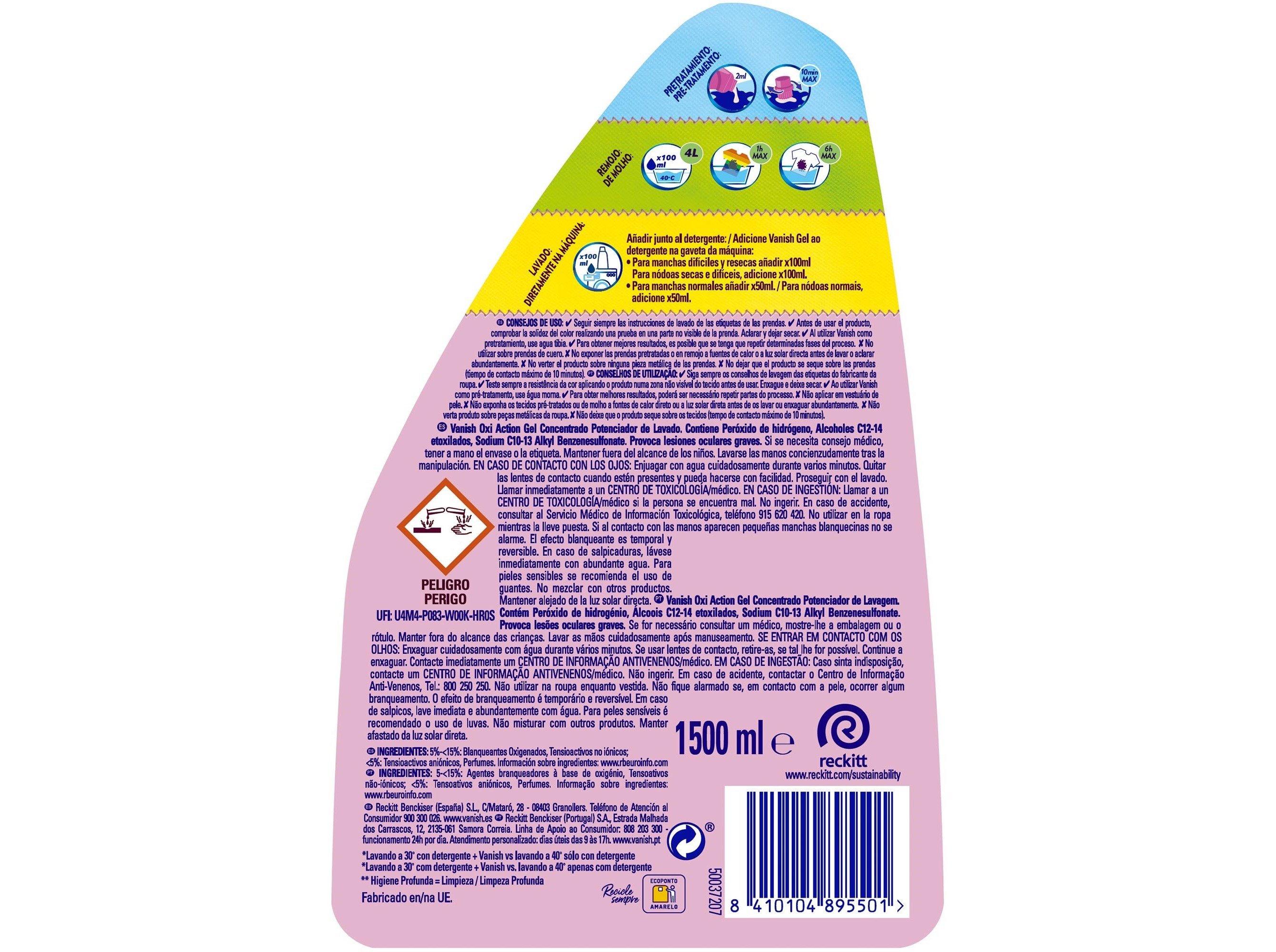 ADITIVO TIRA NÓDOAS GEL OXI ADVANCE BRANCOS VANISH 1500ML
