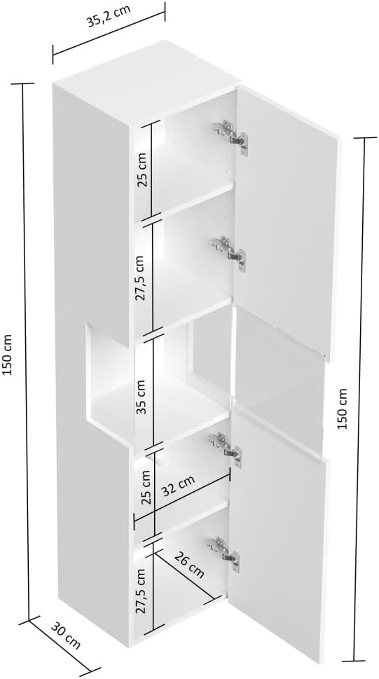 Magnolia Home Badmöbel Set Taifun 3tlg. 120 cm mit LED Spiegel & Hochschrank Farbe Eiche Gold