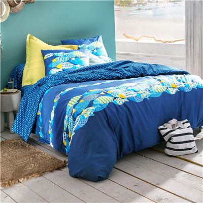 Linge de lit motifs poissons - BECQUET CRÉATION