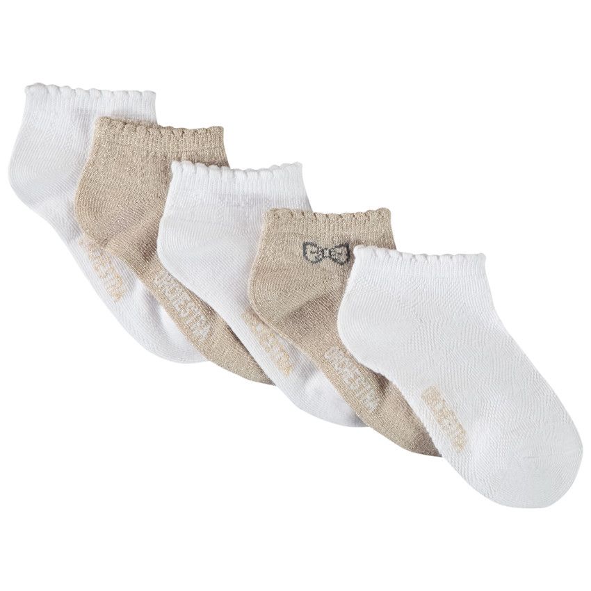 Lot de 5 paires de chaussettes courtes pour fille - Blanc