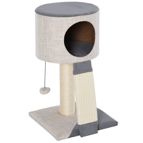 Arranhador para Gatos PawHut com Bola, Cinza