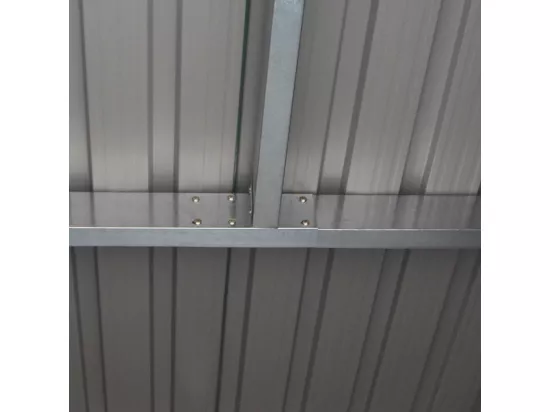 Abri de Jardin en Métal 2,769 ㎡, Toit en Pente avec Cadre de Fondation et Porte Coulissante, Abri Jardin Exterieur en Tôle Galvanisée à 2 Fenêtres de Ventilation 213 x 130 x 173 cm, Gris