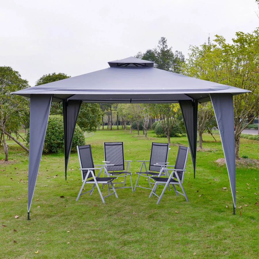 Outsunny Pavillon mit Doppeldach grau