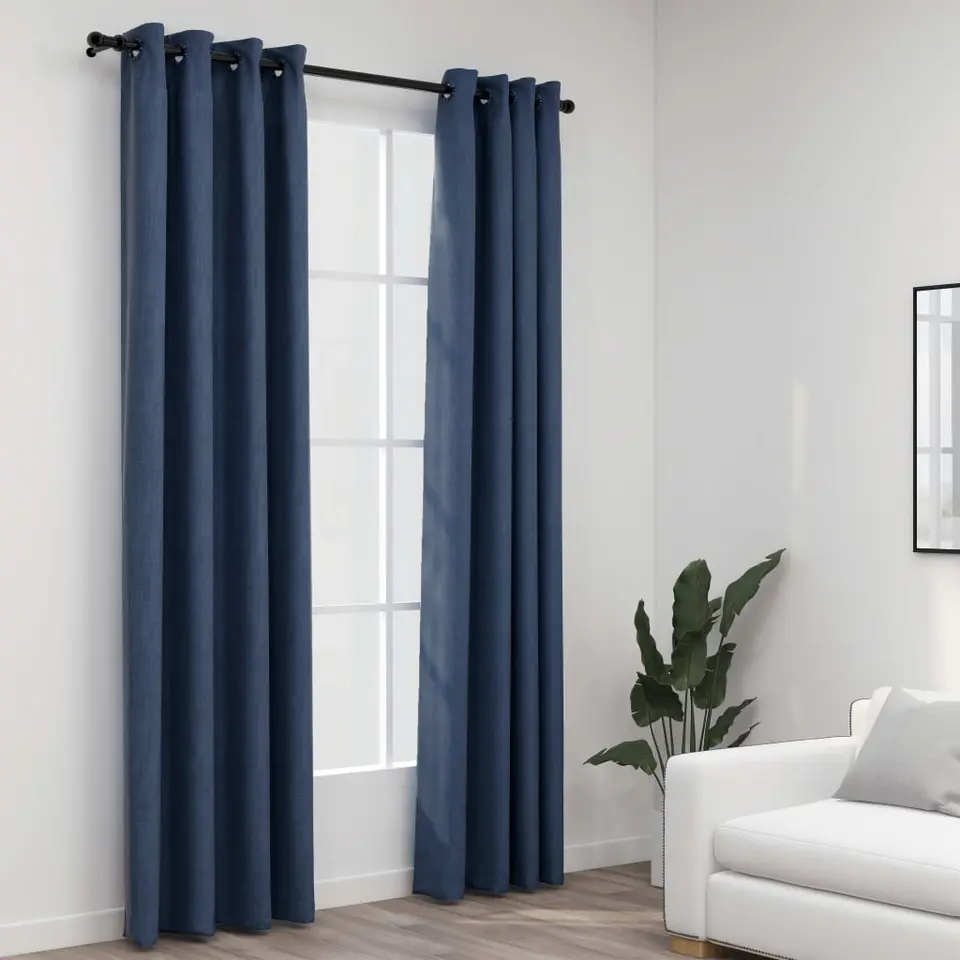 vidaXL - Gordijn - Blauw - Stof - 140 x 225 cm - 2 stuks