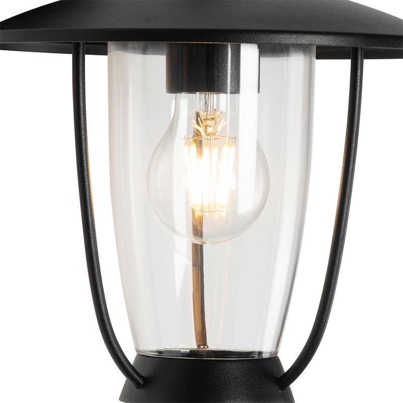 Moderne buiten wandlamp zwart met helder glas - Khana