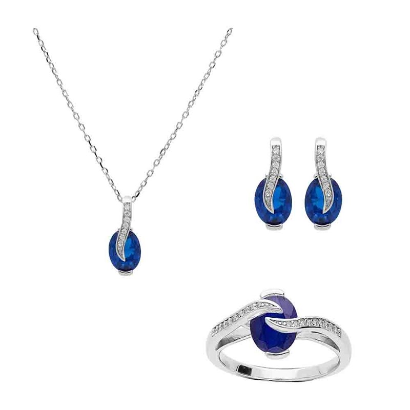 Parure bijoux femme - Collection Les Princesses - Collier bague et boucles d'oreilles Argent