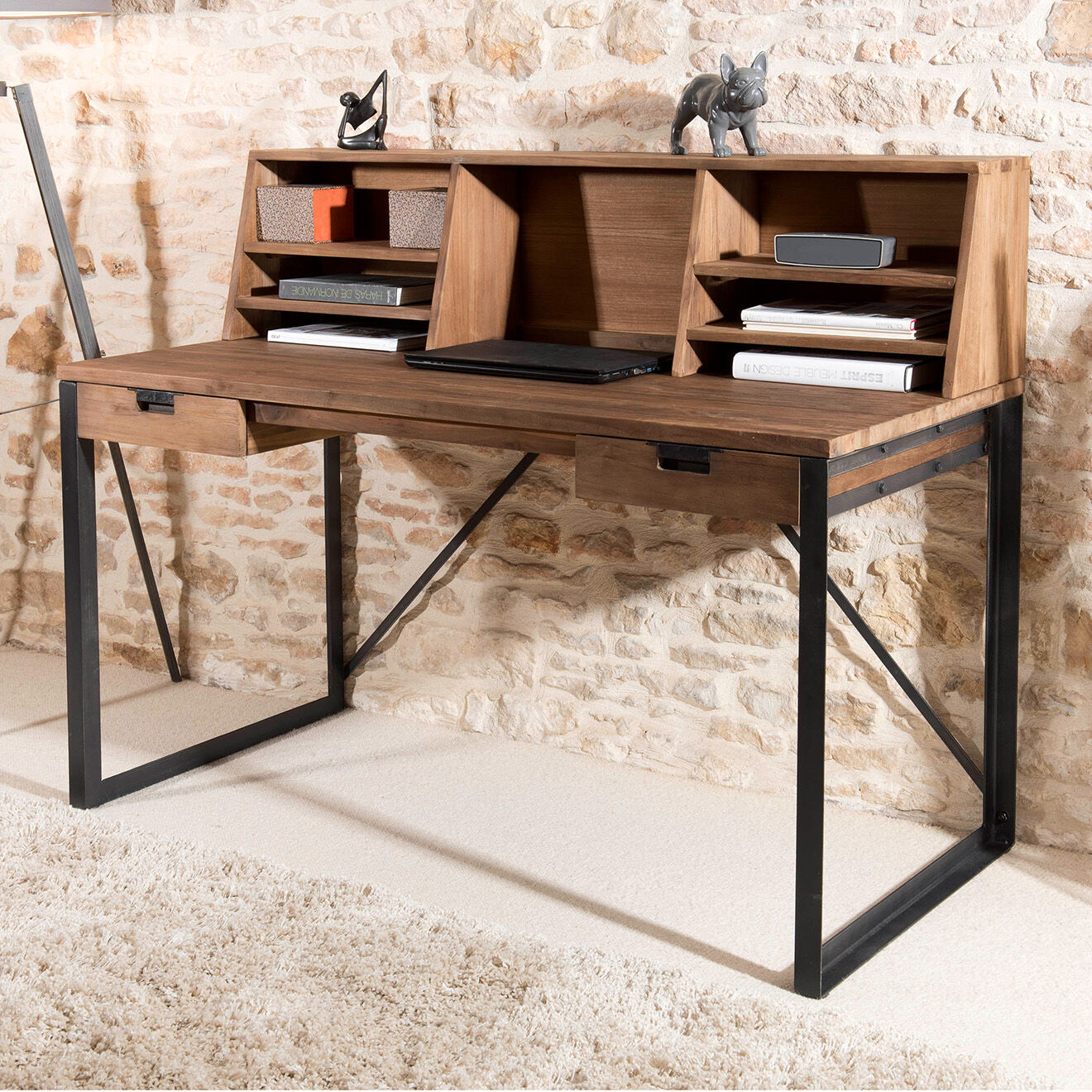 Dpi Complément étagères pour bureau Kaza marron - 140x30x35 cm
