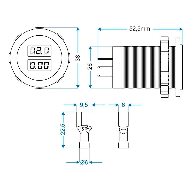 Pro Plus Volt und Amperemeter Messgerät 6-30 Volt und 0-10 Ampere
