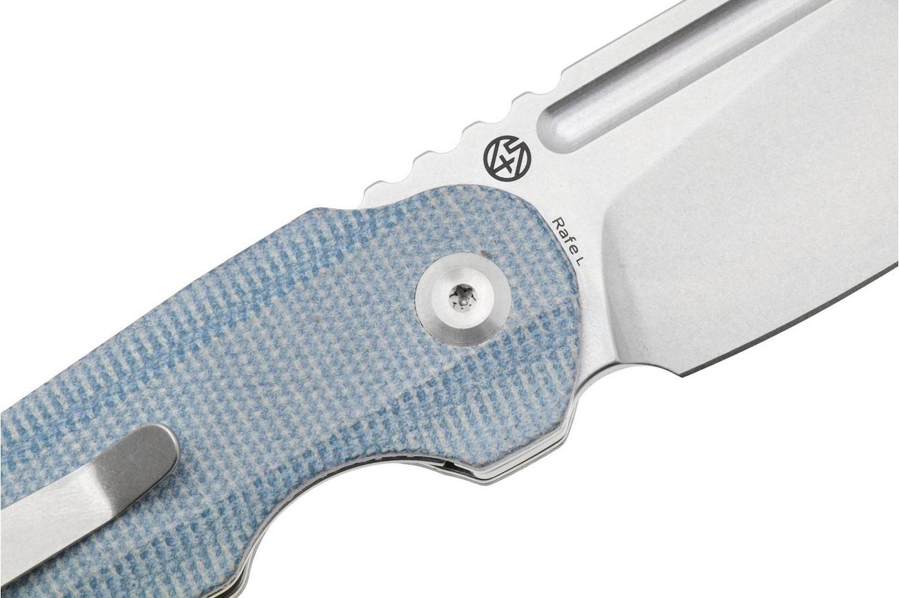 Tenable Knives Rafe L T1048A3 Stonewashed 14C28N, Blue Micarta, zakmes, 4T5 design