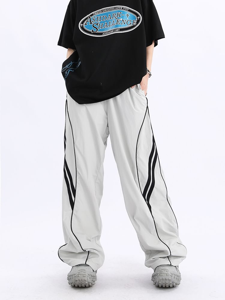 Rosesand - Lage taille gestreepte losse wijde joggingbroek