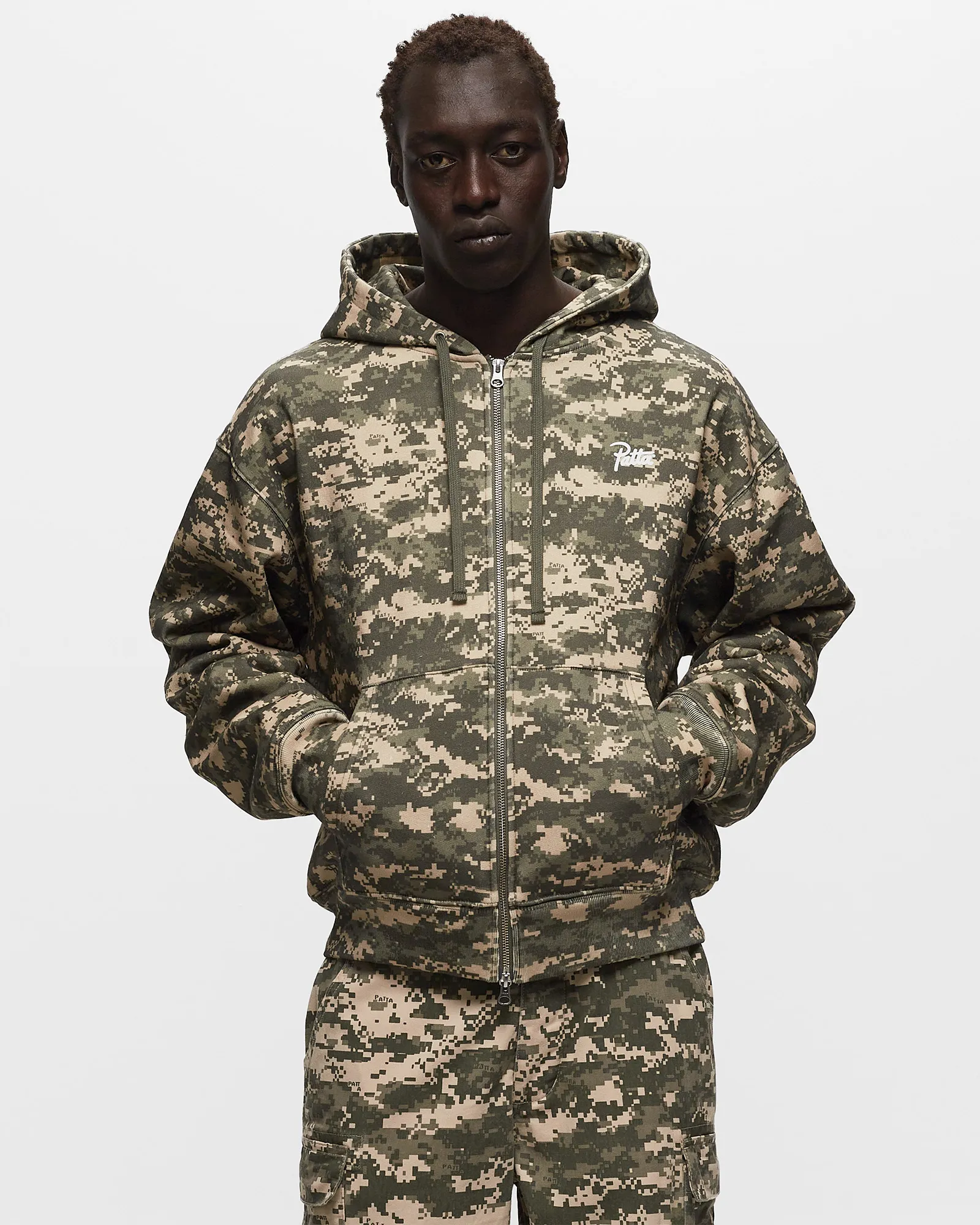 PATTA DIGI WAFFLE ZIP HOODED SWEATER