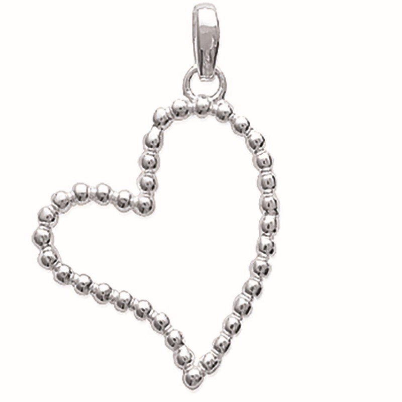 Pendentif coeur stylisé orné de mini perles argent massif