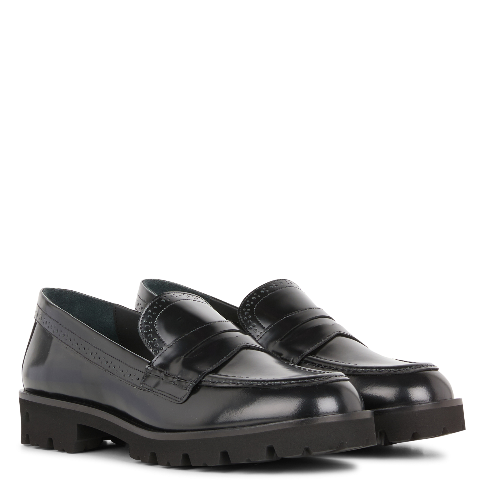 JACK - Mocassins à semelle crantée en cuir glacé | Noir