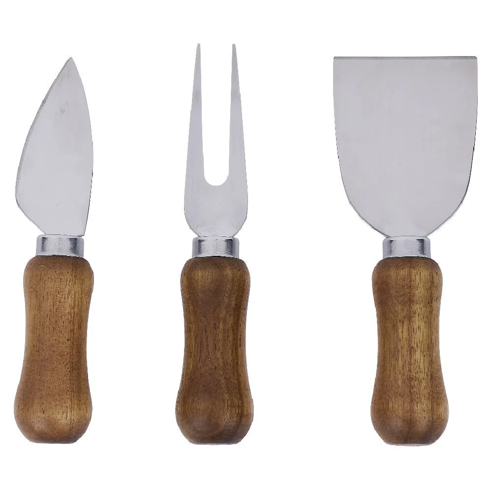 Plateau à fromage en bois avec 3 couteaux