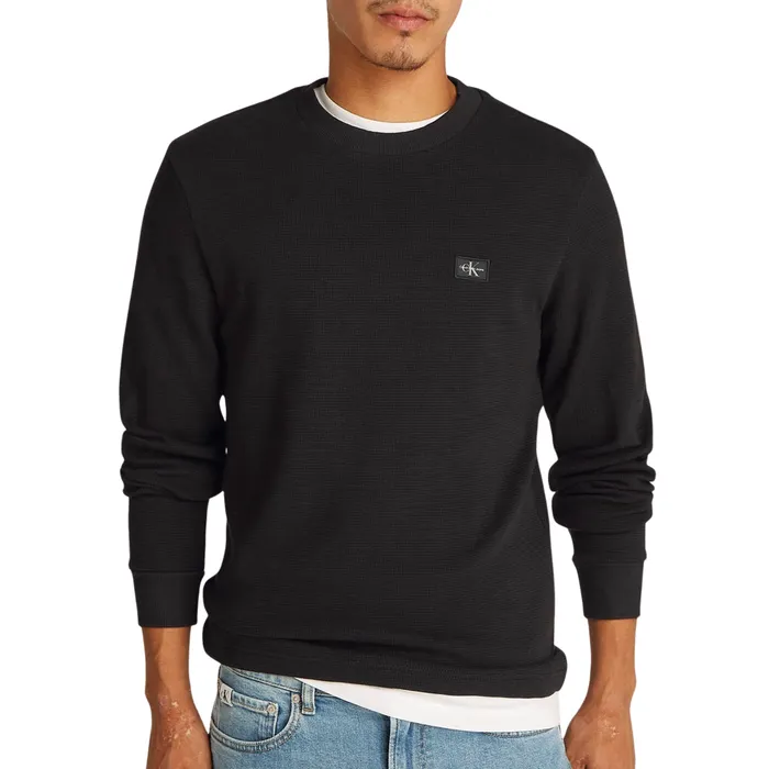 Calvin Klein Woven Label Waffle Longsleeve Shirt Heren