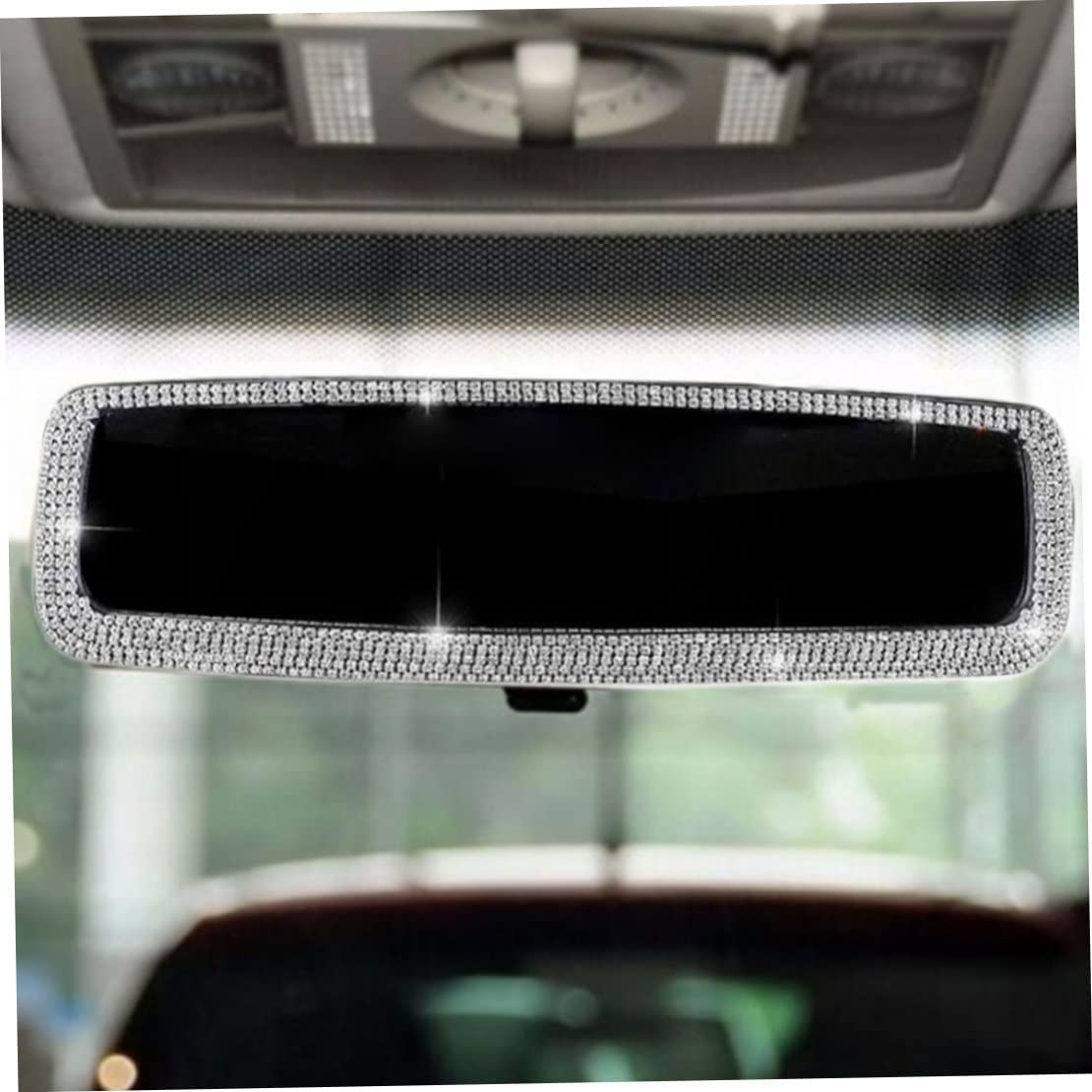 (278x80mm) Glitzer Rückspiegel Universal Auto Innenspiegel Strassstein Accessoire - Silber