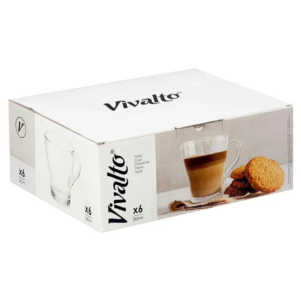 Vivalto Design Koffie/thee glazen - 6x stuks - glas - 280 ml