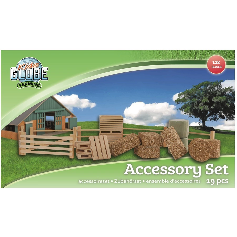 Kids Globe Farming Farming Zubehör Set, für Bauernhof mit Zäunen + Heuballen Braun Braun