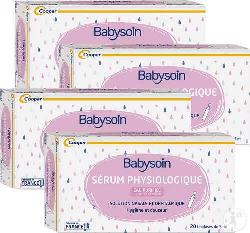 Pack de 4 Cooper Babysoin Sérum Physiologique 20 Unidoses