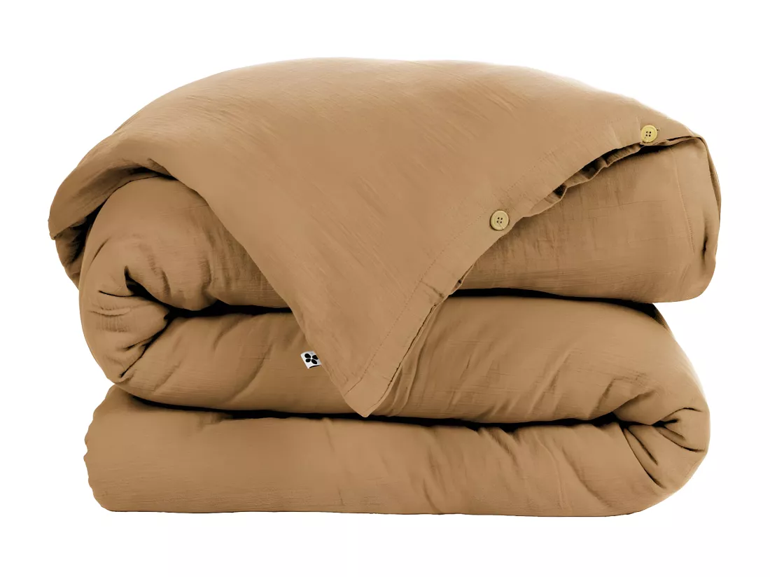 OUREA - Housse de Couette 240x220cm Gaze de Coton Camel
