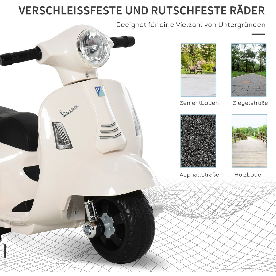 HOMCOM Elektrisches Kindermofa im Vespa Stil weiß