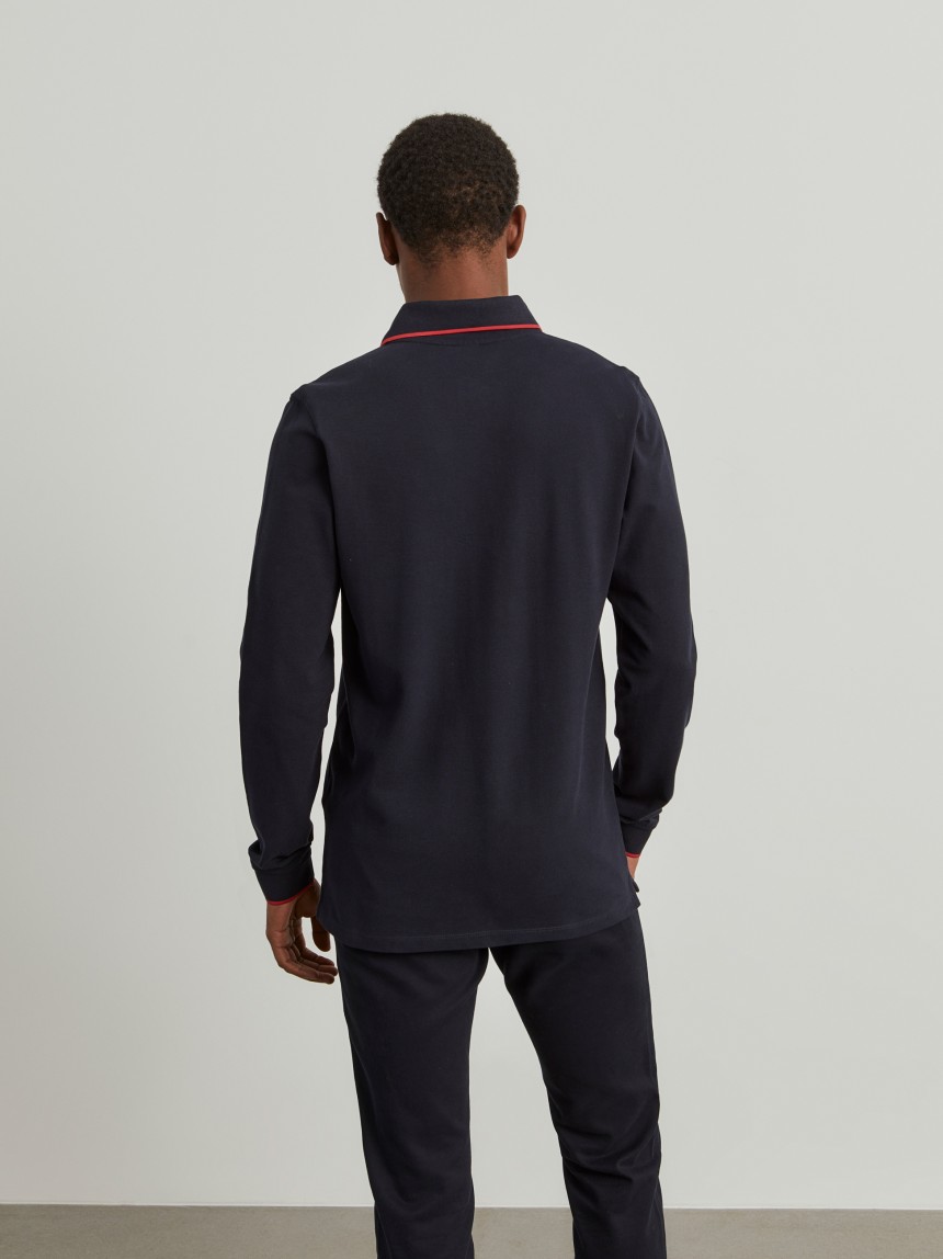 Polo piqué slim fit manga comprida