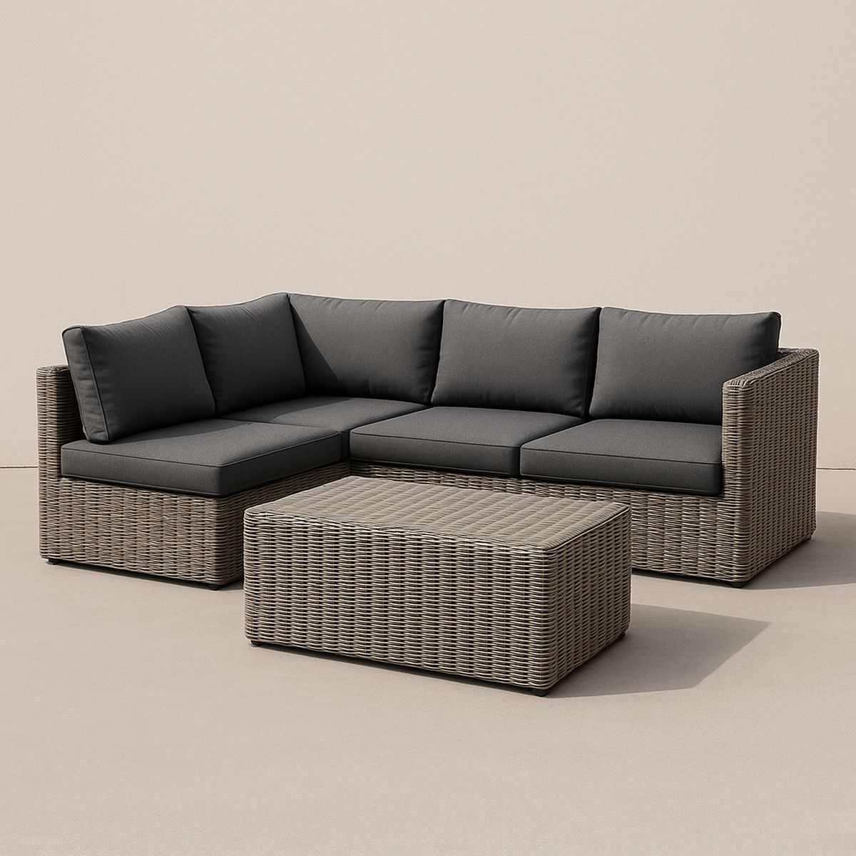 Gartensofa Ecke Polyethylen-Rattan Anthrazit