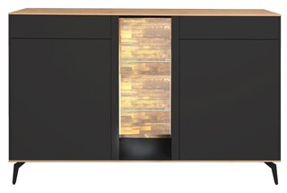 Sideboard Como 159x90x42 cm Anthrazit matt lack / Asteiche-Dekor